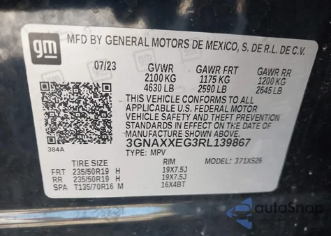 2024 Chevrolet Equinox Awd Premier z USA, uszkodzony, nr VIN 3GNAXXEG3RL139867